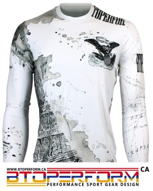 OLD WILD -White [FR-147W] Full Graphic Loose-Fit Long Sleeve Crew Neck Shirt