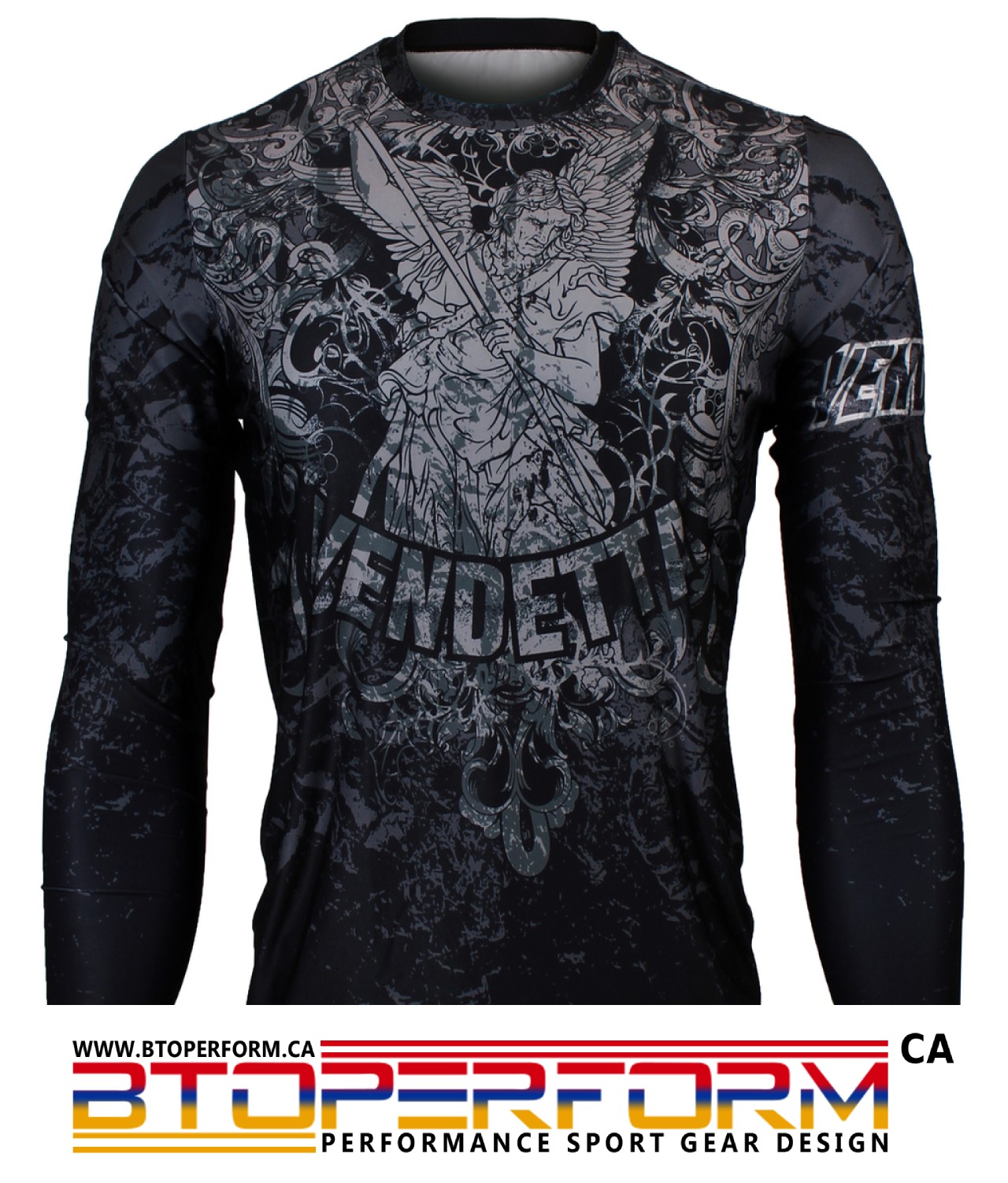 VENDETTA -Black [FR-155K] Full Graphic Loose-Fit Long Sleeve Crew Neck Shirt