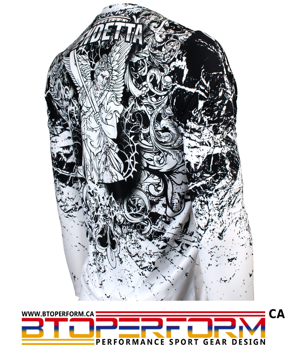 VENDETTA -White [FR-155W] Full Graphic Loose-Fit Long Sleeve Crew Neck Shirt - Image 3