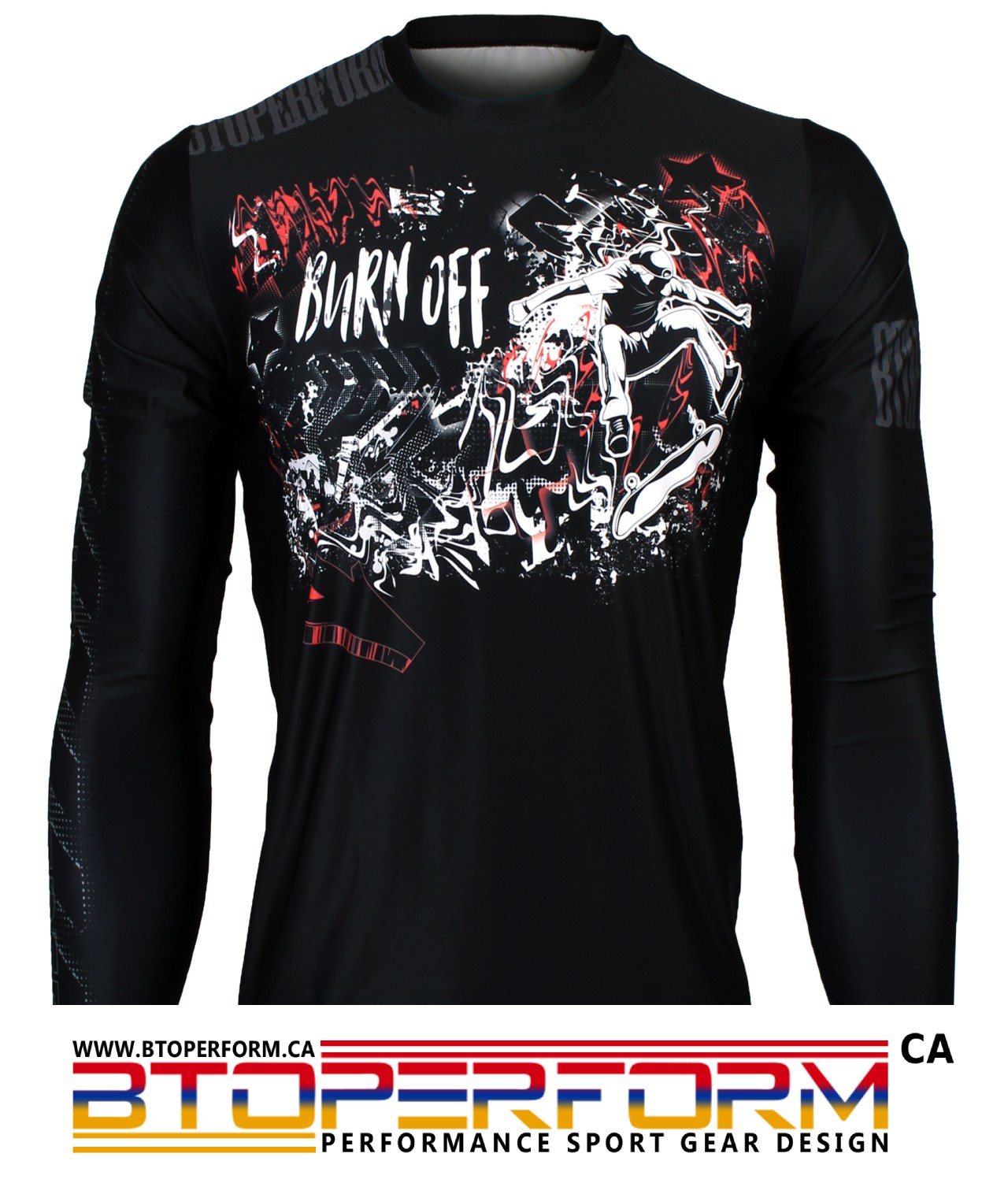 BURN OFF -Black [FR-158K] Full Graphic Loose-Fit Long Sleeve Crew Neck Shirt