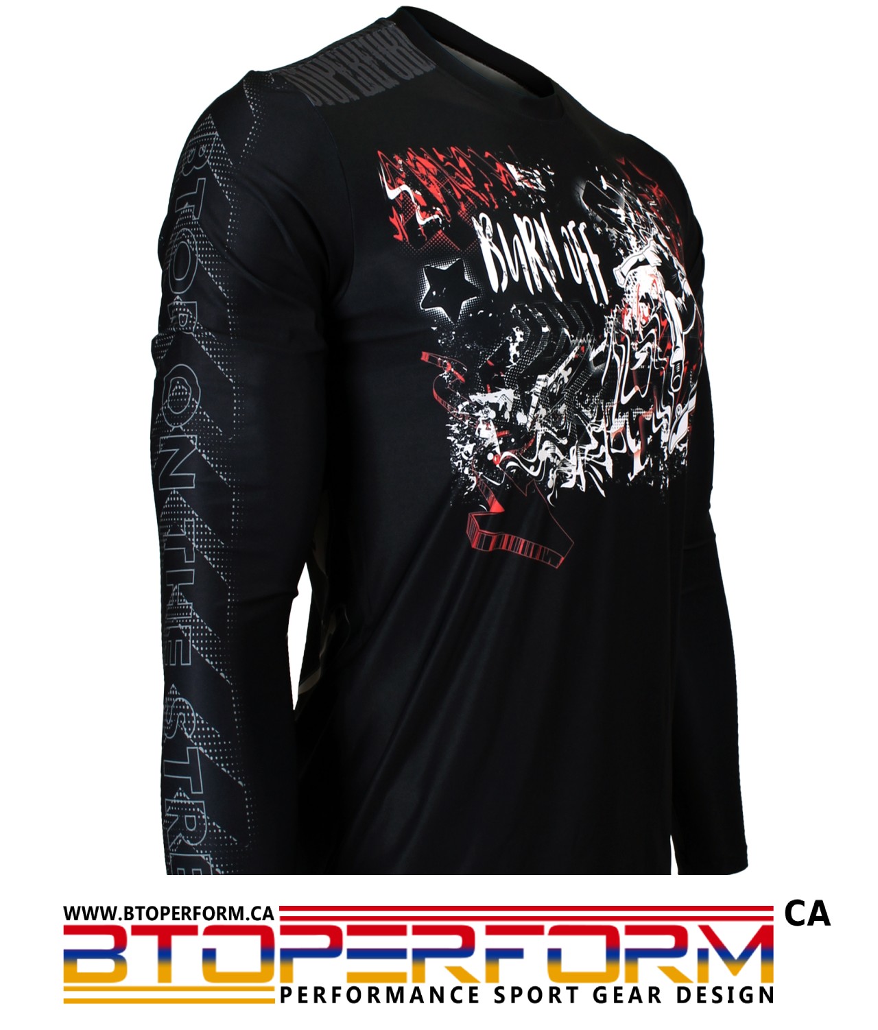BURN OFF -Black [FR-158K] Full Graphic Loose-Fit Long Sleeve Crew Neck Shirt - Image 3