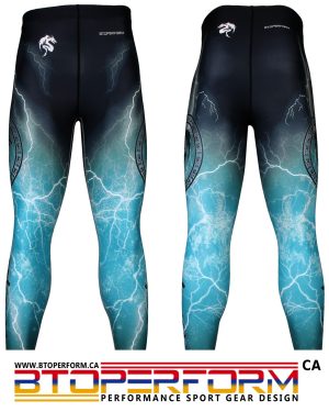 NO RETREAT Thunder Blue [FY-103B] Full Graphic Compression Leggings