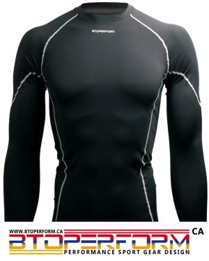Black+Grey [PX-KSL] Solid Color Long Sleeve Compression Top