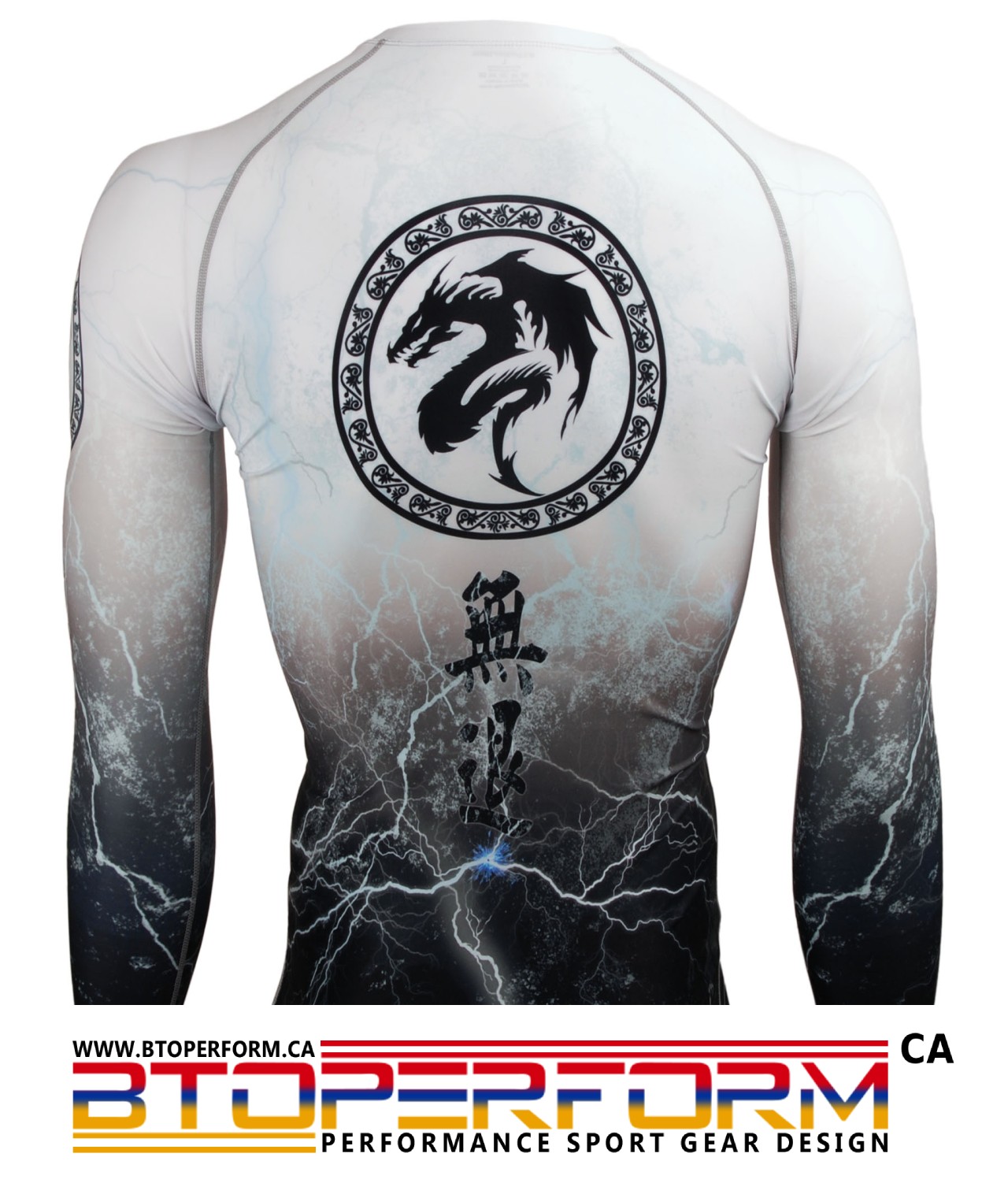 NO RETREAT Thunder White [FX-103W] Full Graphic Compression Long Sleeve Rash Guard - Image 3