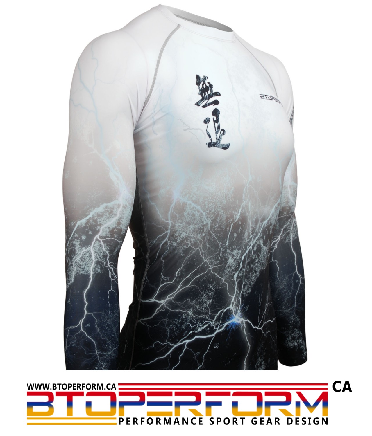 NO RETREAT Thunder White [FX-103W] Full Graphic Compression Long Sleeve Rash Guard - Image 5