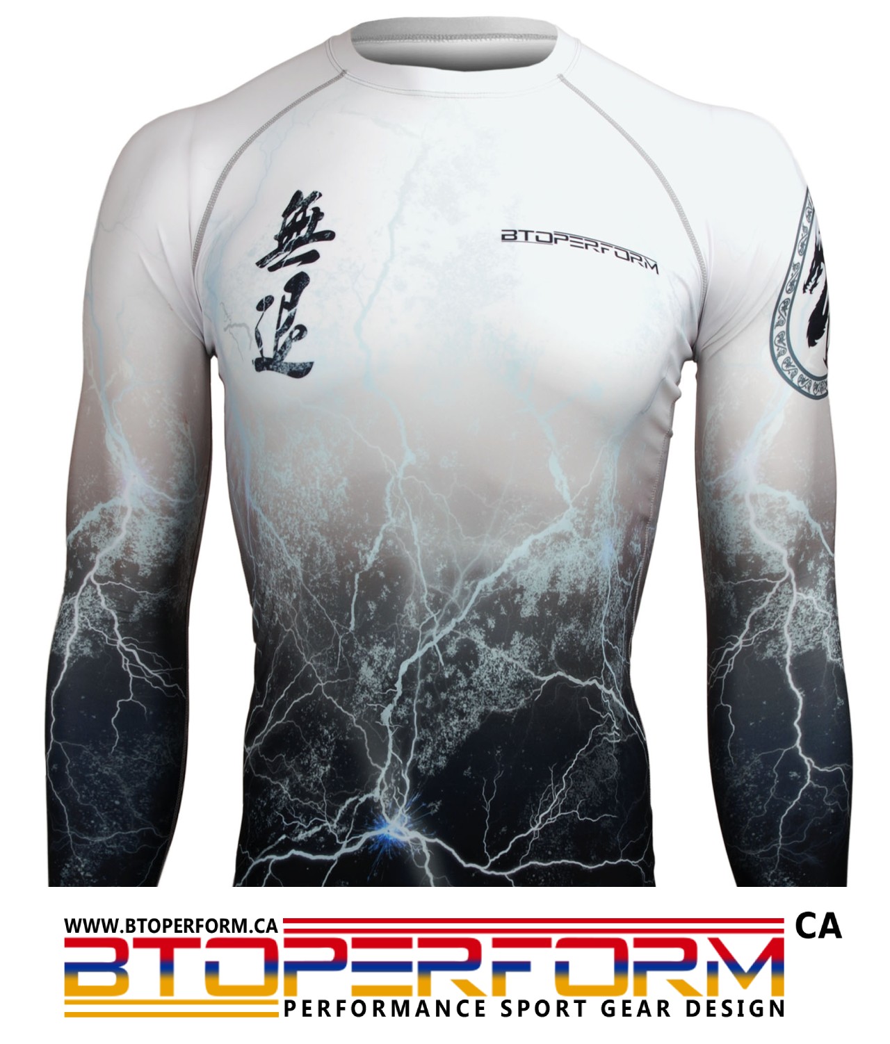NO RETREAT Thunder White [FX-103W] Full Graphic Compression Long Sleeve Rash Guard