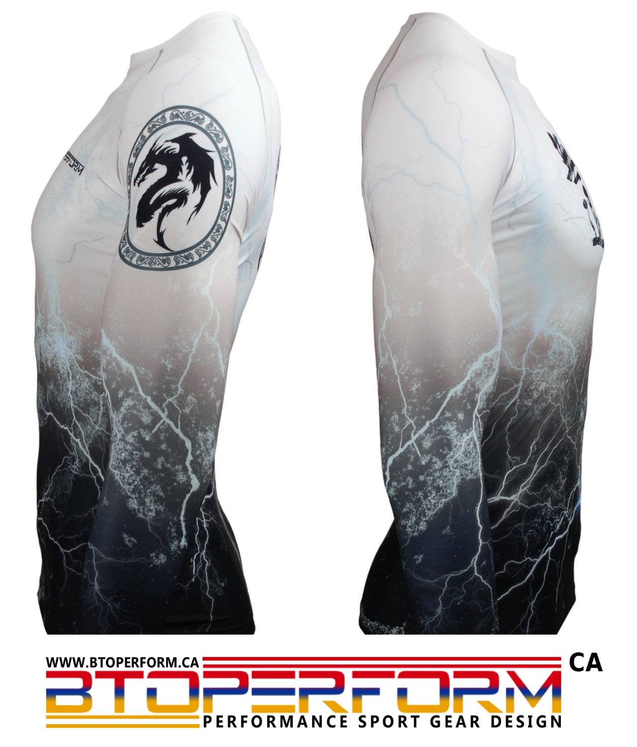 NO RETREAT Thunder White [FX-103W] Full Graphic Compression Long Sleeve Rash Guard - Image 2