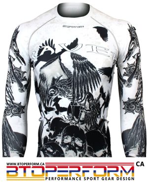 RAVEN SKULL -Black [FX-125K] Full Graphic Compression Long Sleeve Shirt