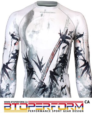 BLADE -White [FX-134W] Full Graphic Compression Long Sleeve Shirt