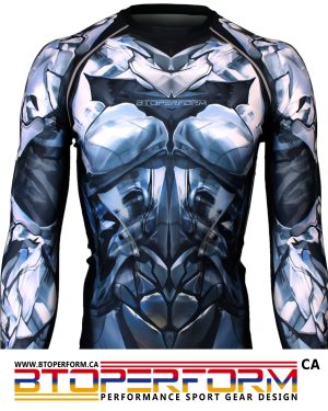 DARK KNIGHT -Titanium [FX-135T] Full Graphic Compression Long Sleeve Shirt