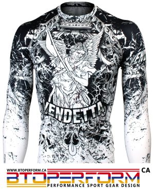 VENDETTA -White [FX-155W] Full Graphic Compression Long Sleeve Rash Guard