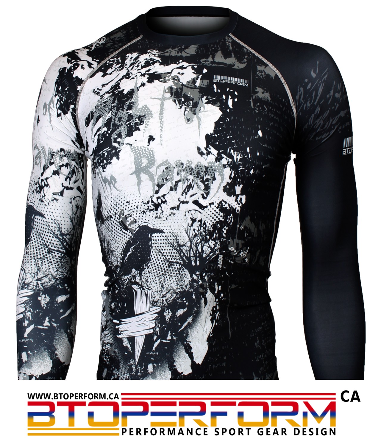 NIGHT OF THE RAVEN [FX-157] Full Graphic Compression Long Sleeve Rash Guard