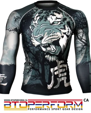 NIGHT TIGER [FX-166] Full Graphic Compression Long Sleeve Rash Guard