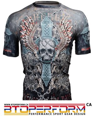 SKULL CROSS [FX-306] Full Graphic Compression Short Sleeve Shirt