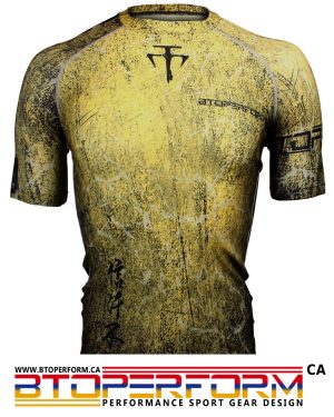 GRUNGE -Yellow [FX-307Y] Full Graphic Compression Short Sleeve Shirt