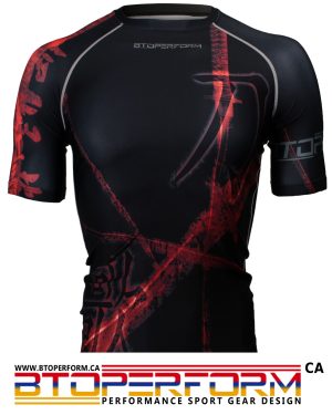 SONG OF SWORD -Black [FX-316K] Full Graphic Compression Short Sleeve Shirt