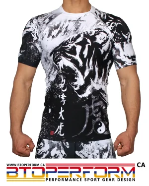 ROARING TIGER -Black [FX-338K] Full Graphic Compression Short Sleeve Shirt