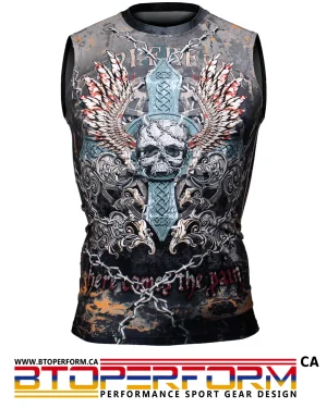SKULL CROSS [FX-506] Full graphic compression sleeveless shirt