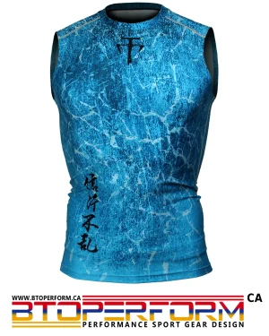 GRUNGE -Blue [FX-507B] Full graphic compression sleeveless shirt