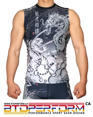 DRAGON vs TIGER [FX-536] All-Over-Print Sleeveless Compression Rash Guard Base Layer Shirt