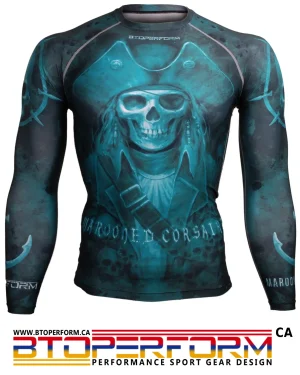 MAROONED CORSAIRE -Black [FX-112] Full Graphic Compression Long Sleeve Shirt